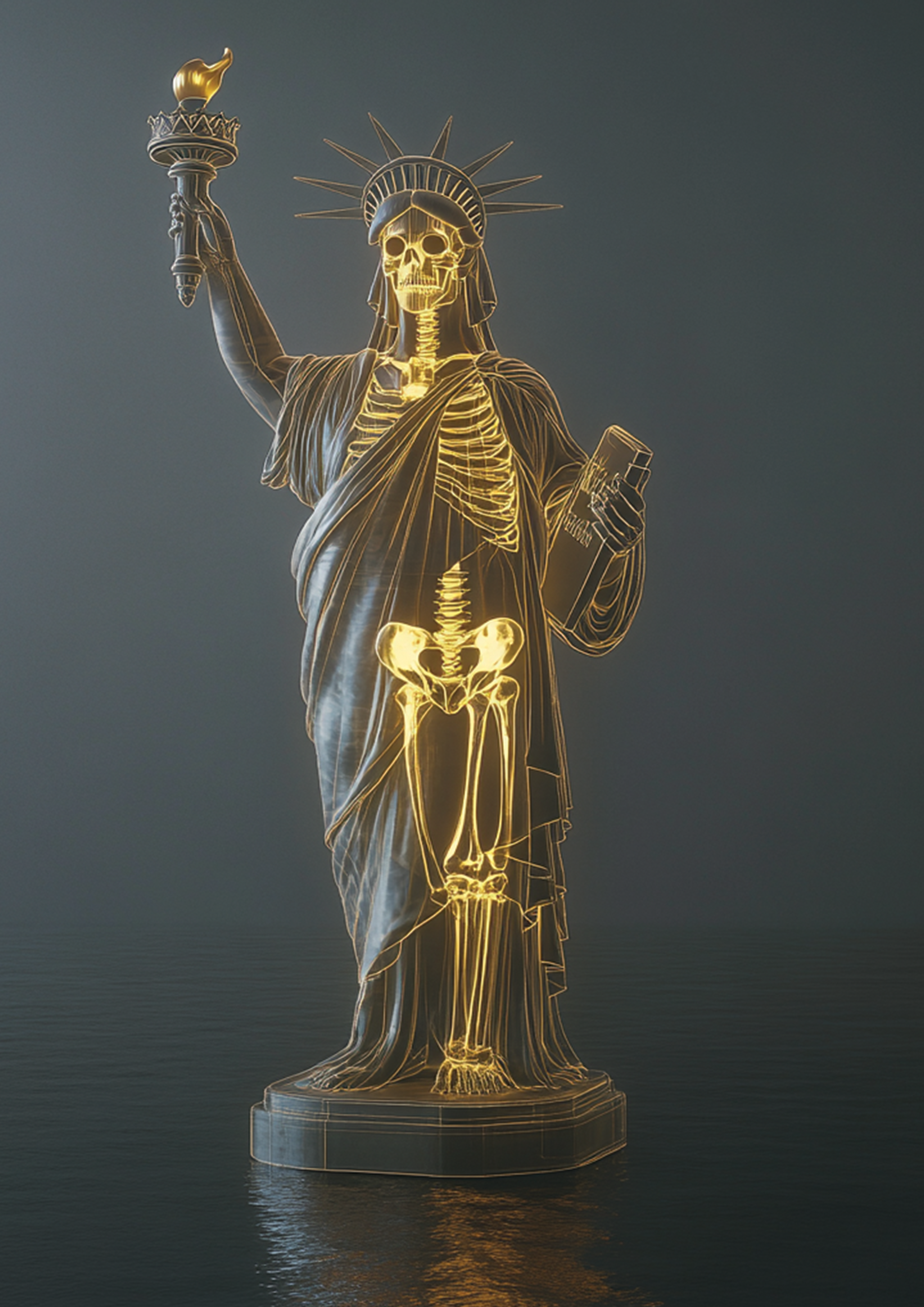Statue Of Liberty Neon Vision metal poster artwork